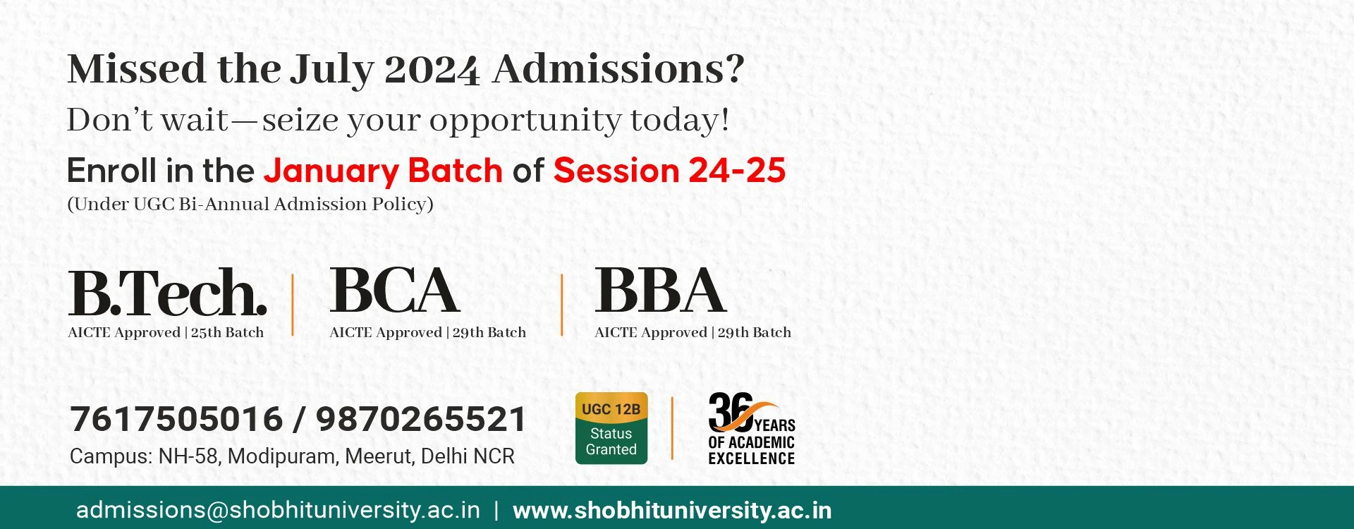 Bi-Annual Admission
