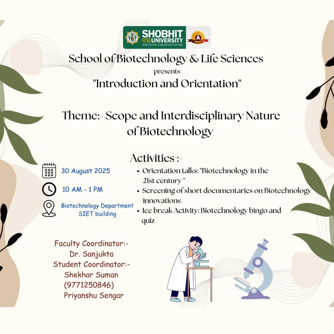 Introduction and Orientation Scope and Interdisciplinary Nature Of Biotechnology