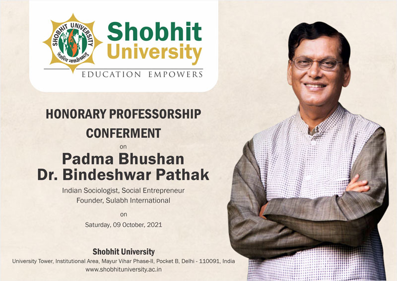 Honorary Professorship Conferment on Dr. Bindeshwar Pathak ji, founder of Sulabh International Social Service