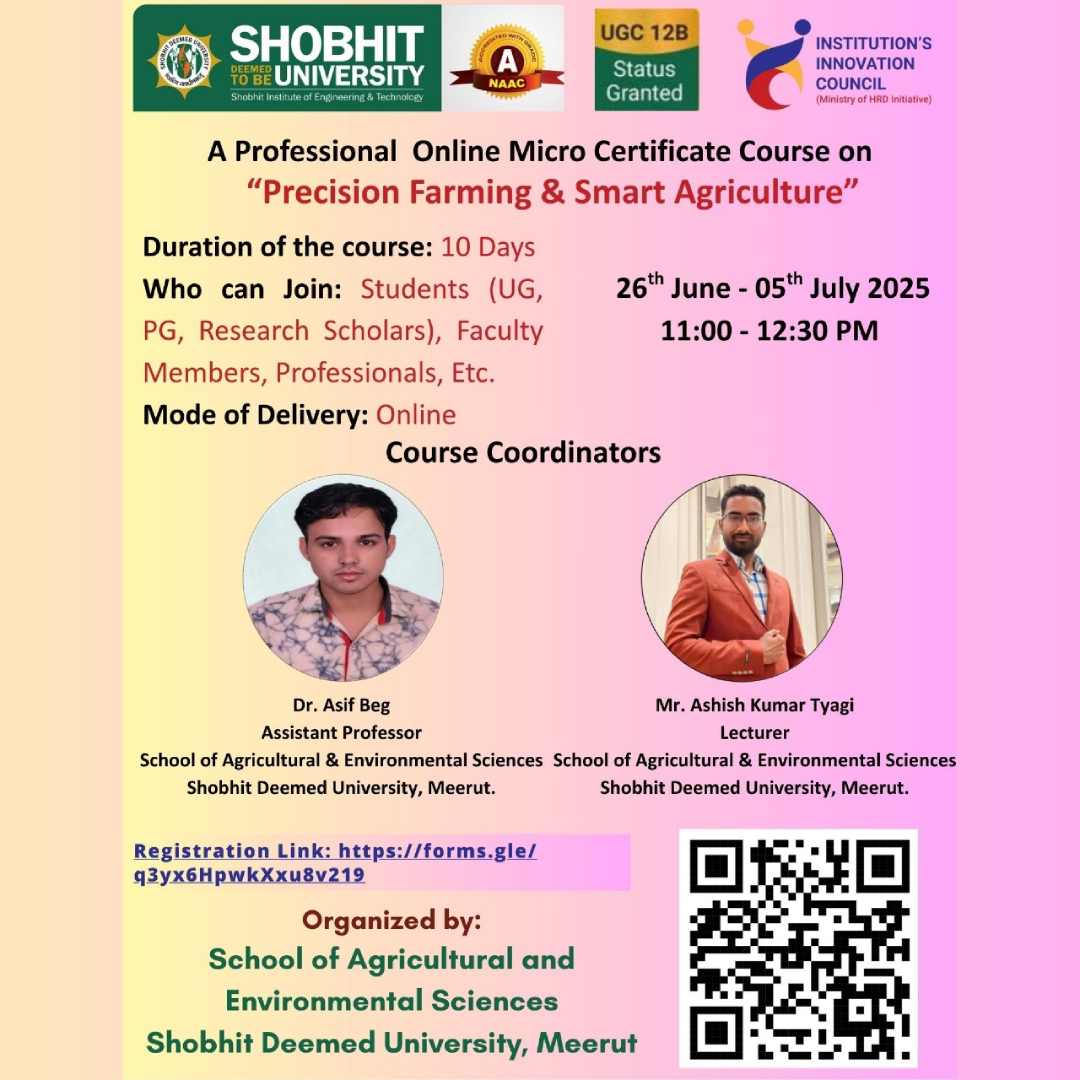 A Professional Online Micro Certificate Course on Precision Farming & Smart Agriculture