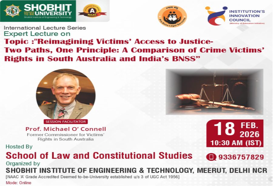 Online Lecture by Prof Michael O Conell Former Commissioner for Victims Right in South Australia
