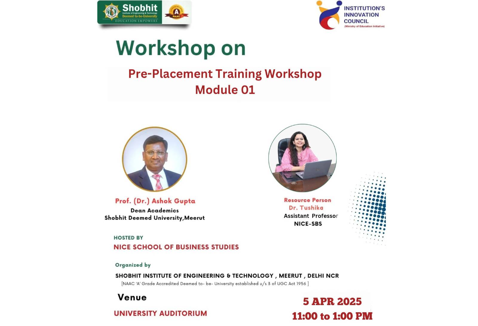 Workshop on Pre Placement Training Workshop Module 01