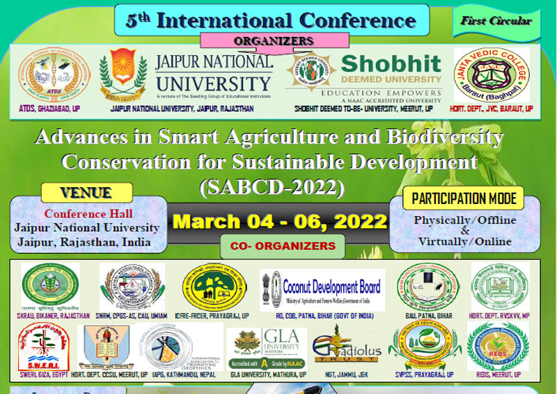 5th International Conference in Advances in Smart Agriculture and Biodiversity Conservation for Sustainable Development(SABCD-2022) from 4-6 March, 2022