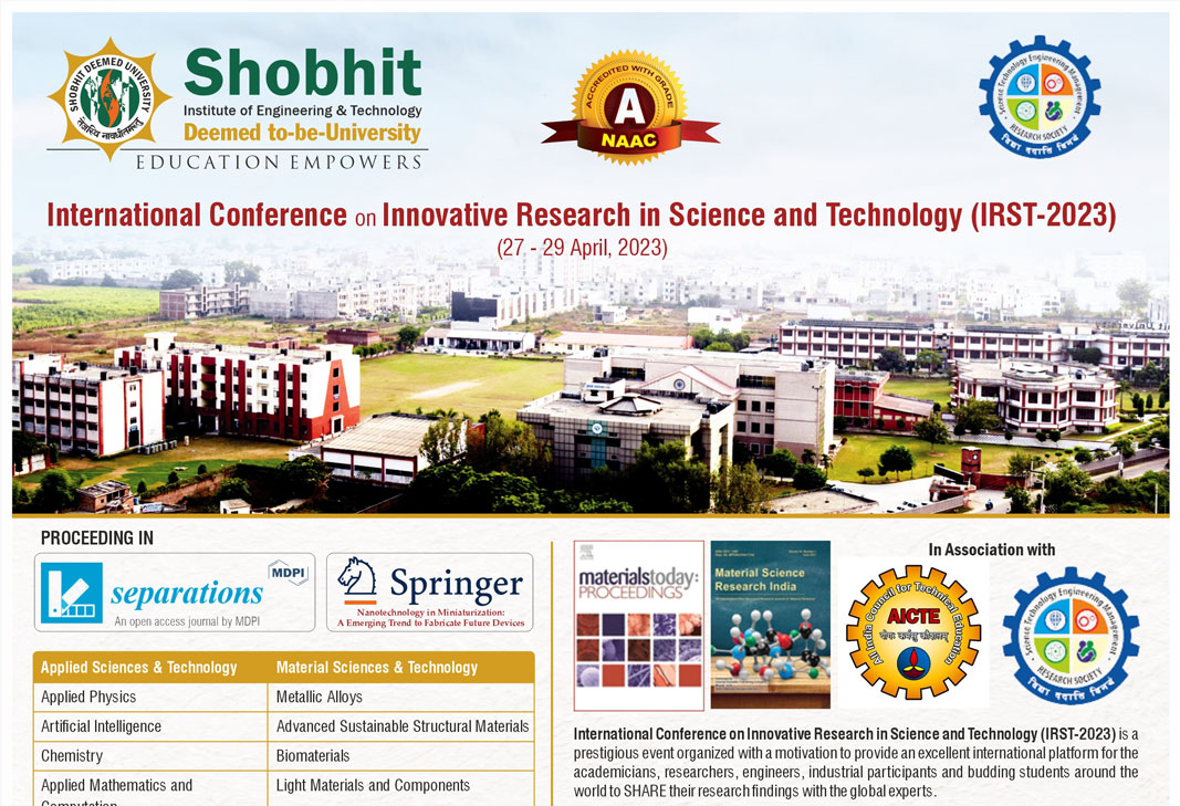 International Conference on Innovative Research in Science and Technology (IRST-2023) on May 23-25, 2023.