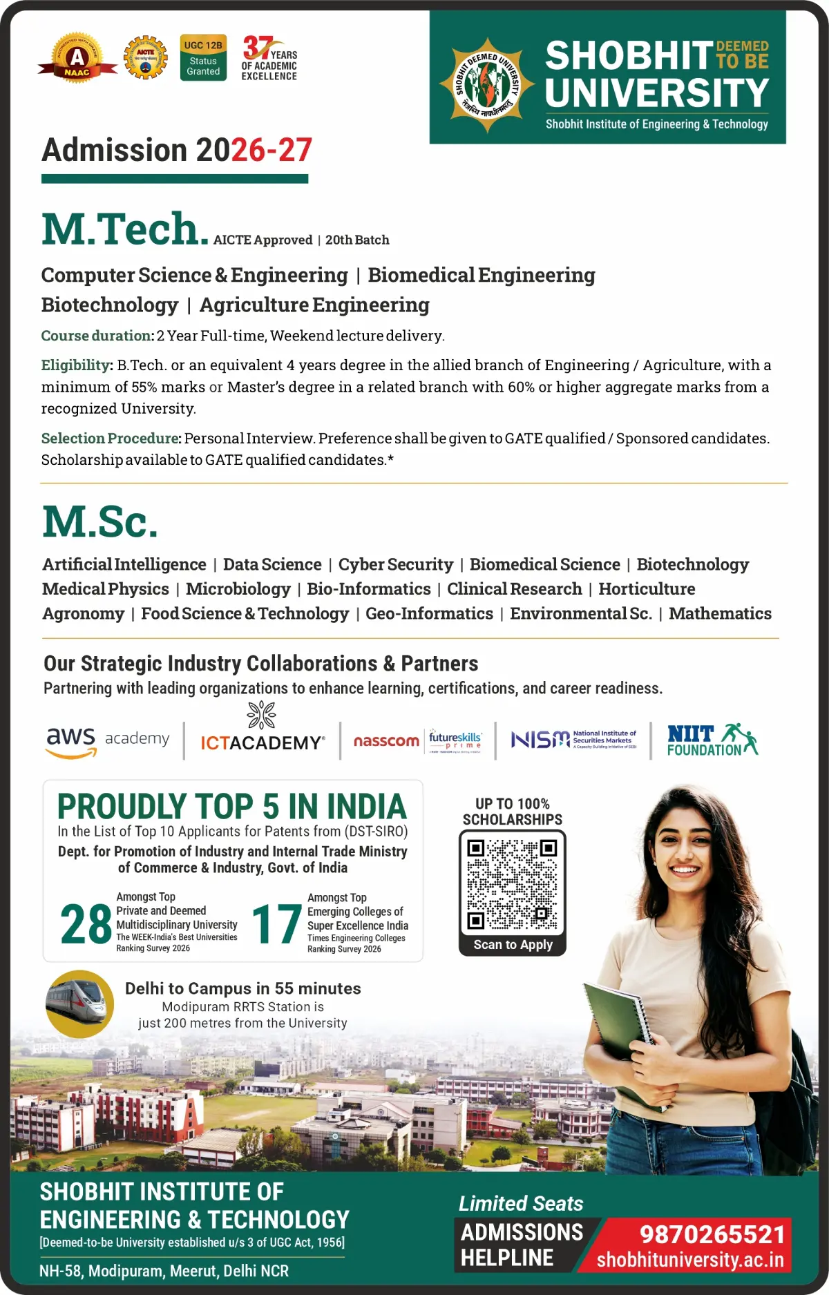 M.Tech. Admission Notice 2026
